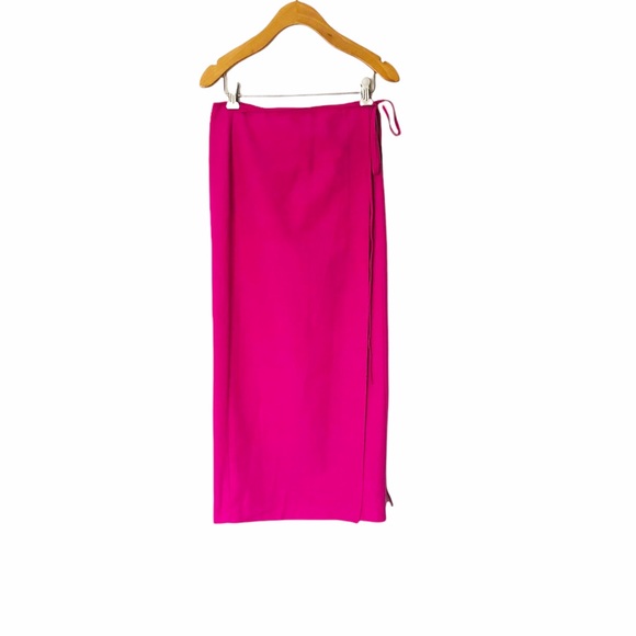 NWT- Zara Linen Blend Pink Wrap Skirt - Picture 3 of 5